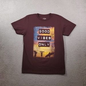 Ocean Current Shirt Boys Large Red Good Vibes Only‎ Surfer Beach Summer Graphic